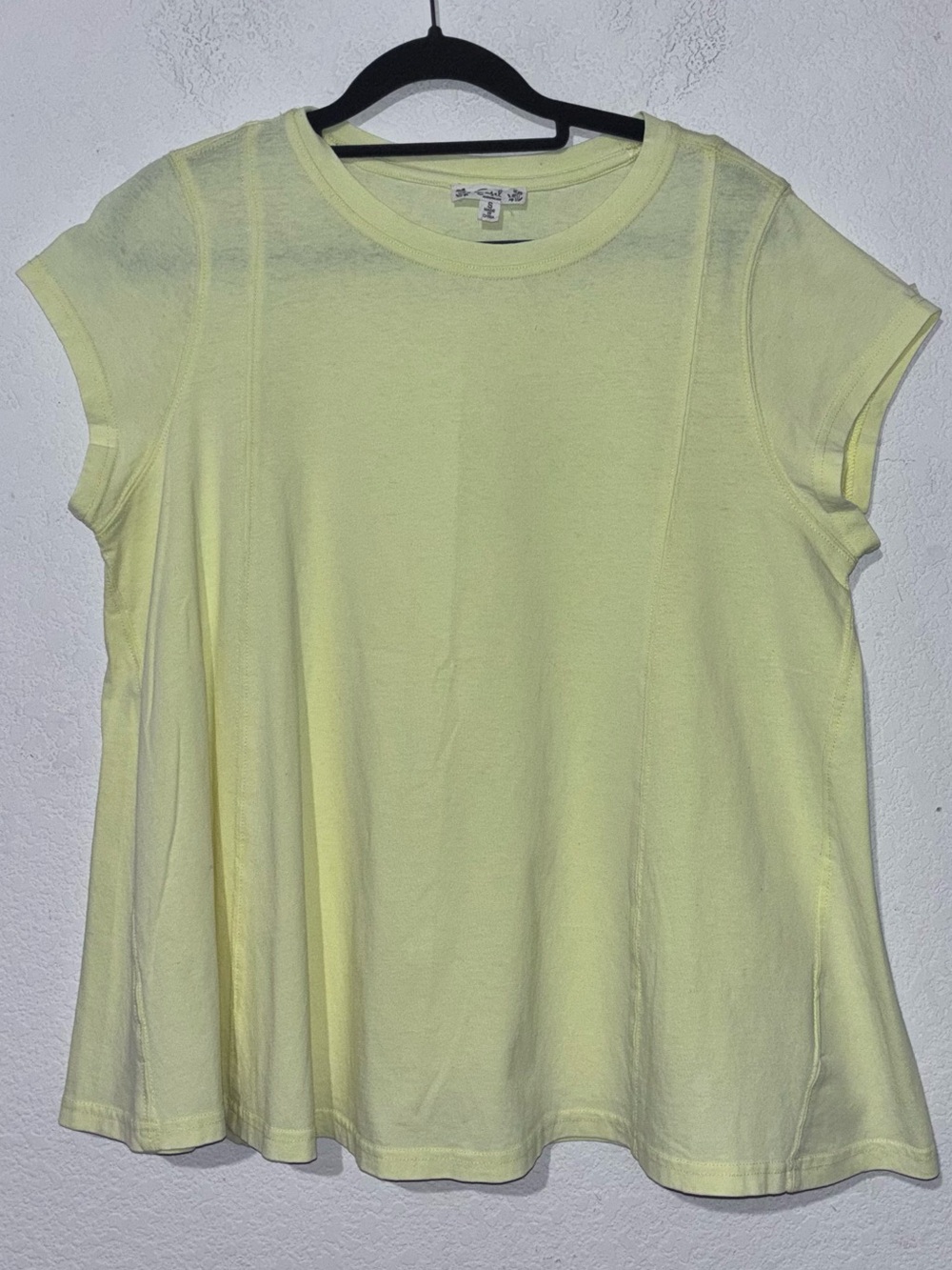 easel Pale Yellow Short Sleeve Swing Tee NWOT